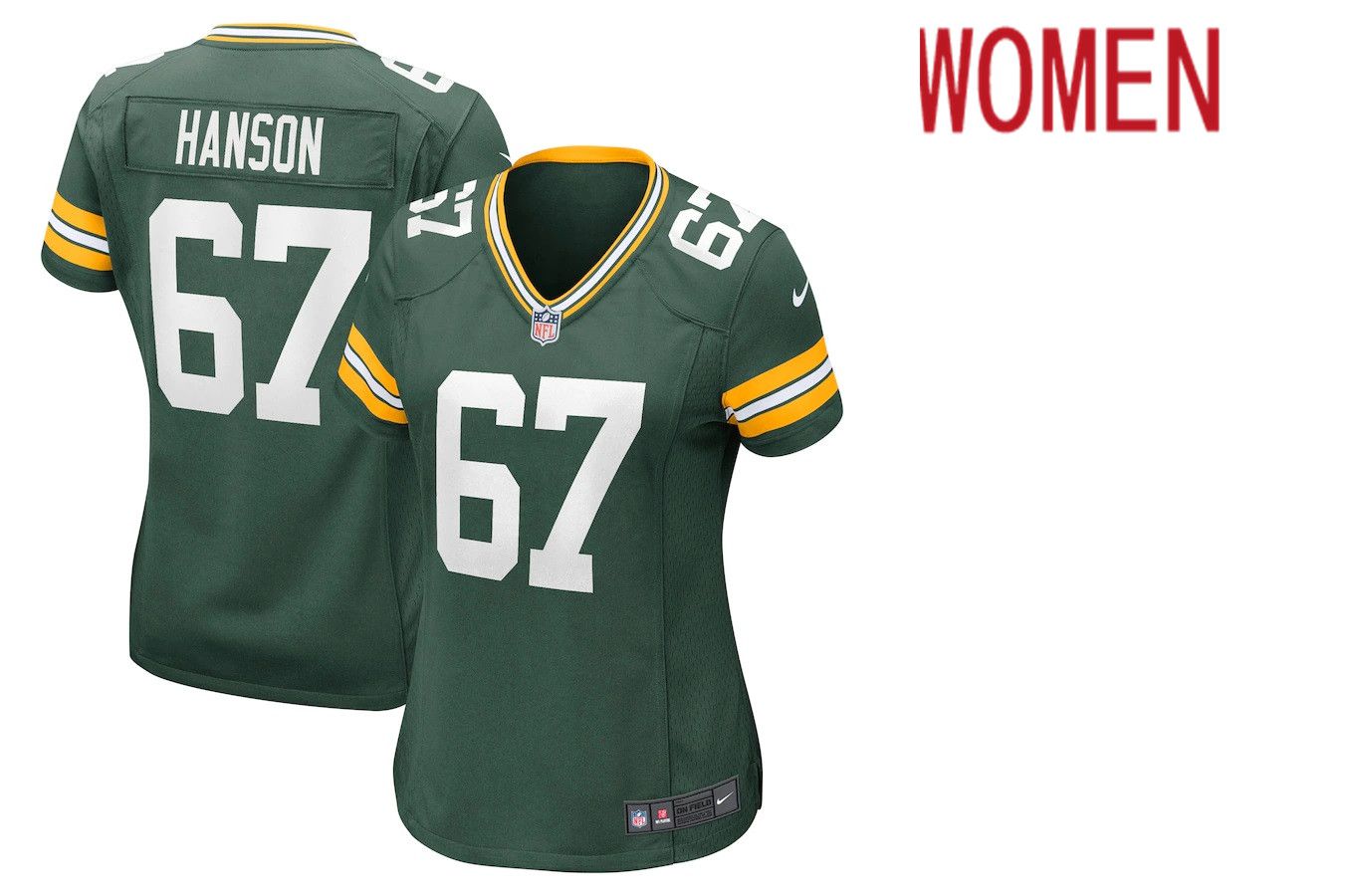 Women Green Bay Packers #67 Jake Hanson Green Nike Game Player NFL Jersey